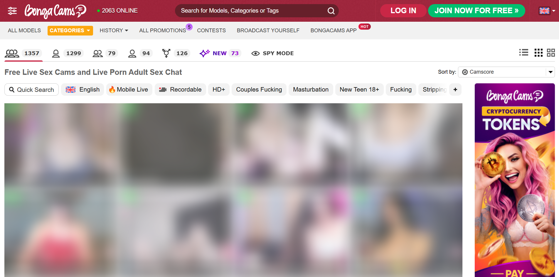 MyFreeCams interface example for popular cam sites