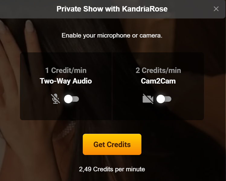 LiveJasmin private show interface and recording context