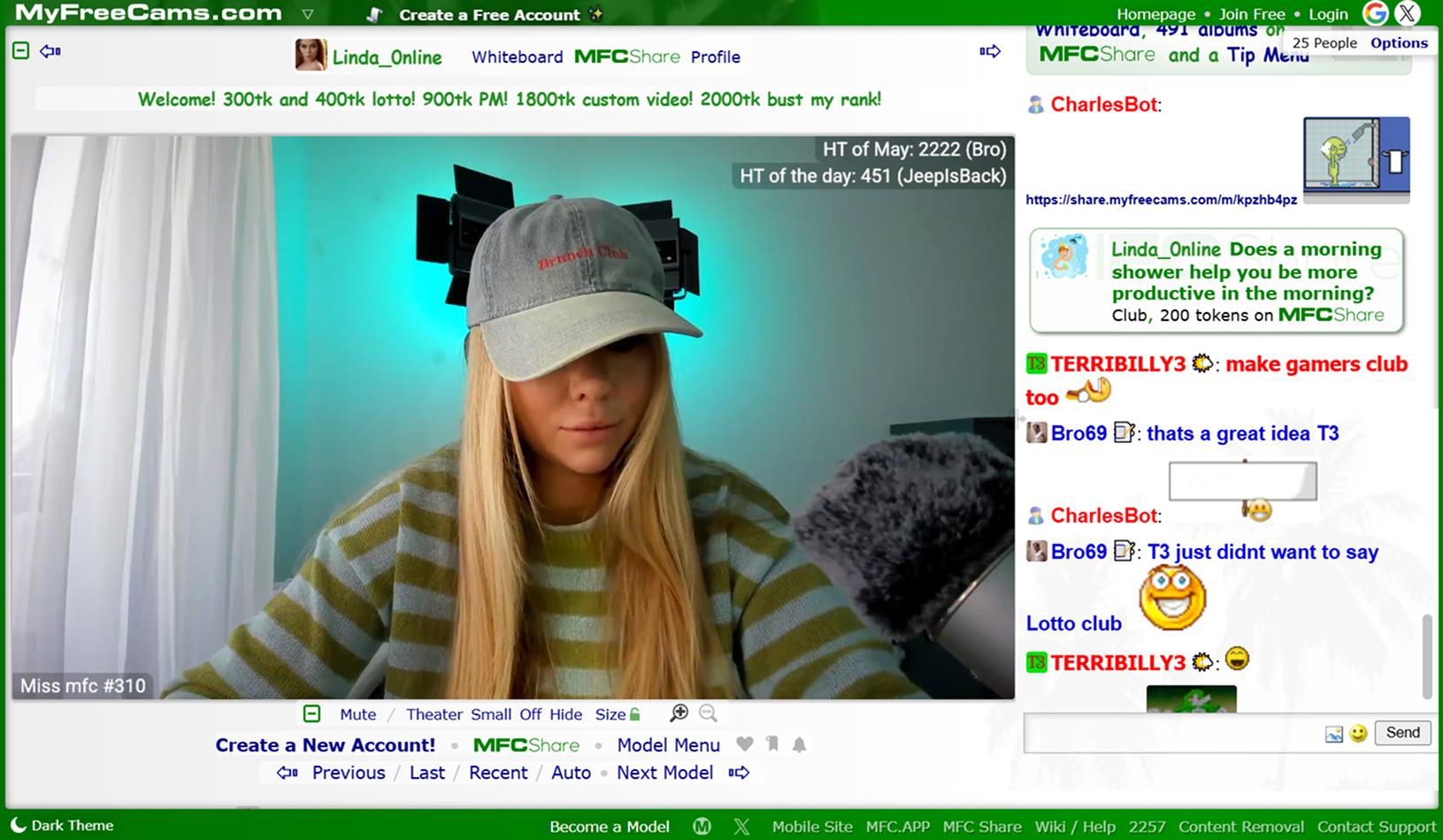 MyFreeCams homepage interface overview